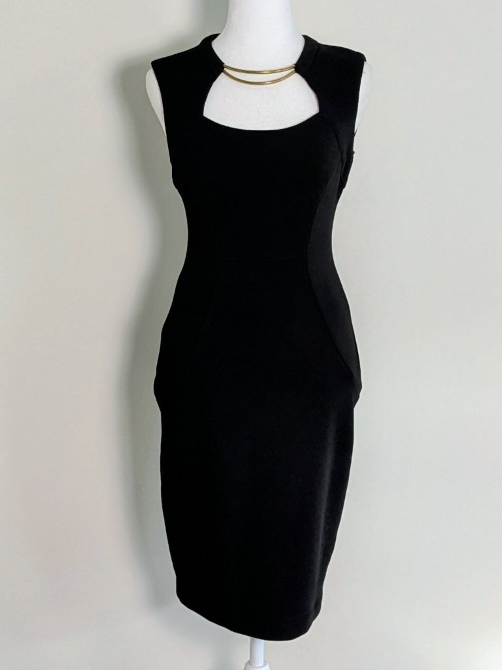 BISOU BISOU Women's Sleeveless Gold Accent Pencil Dress Size 4 Black